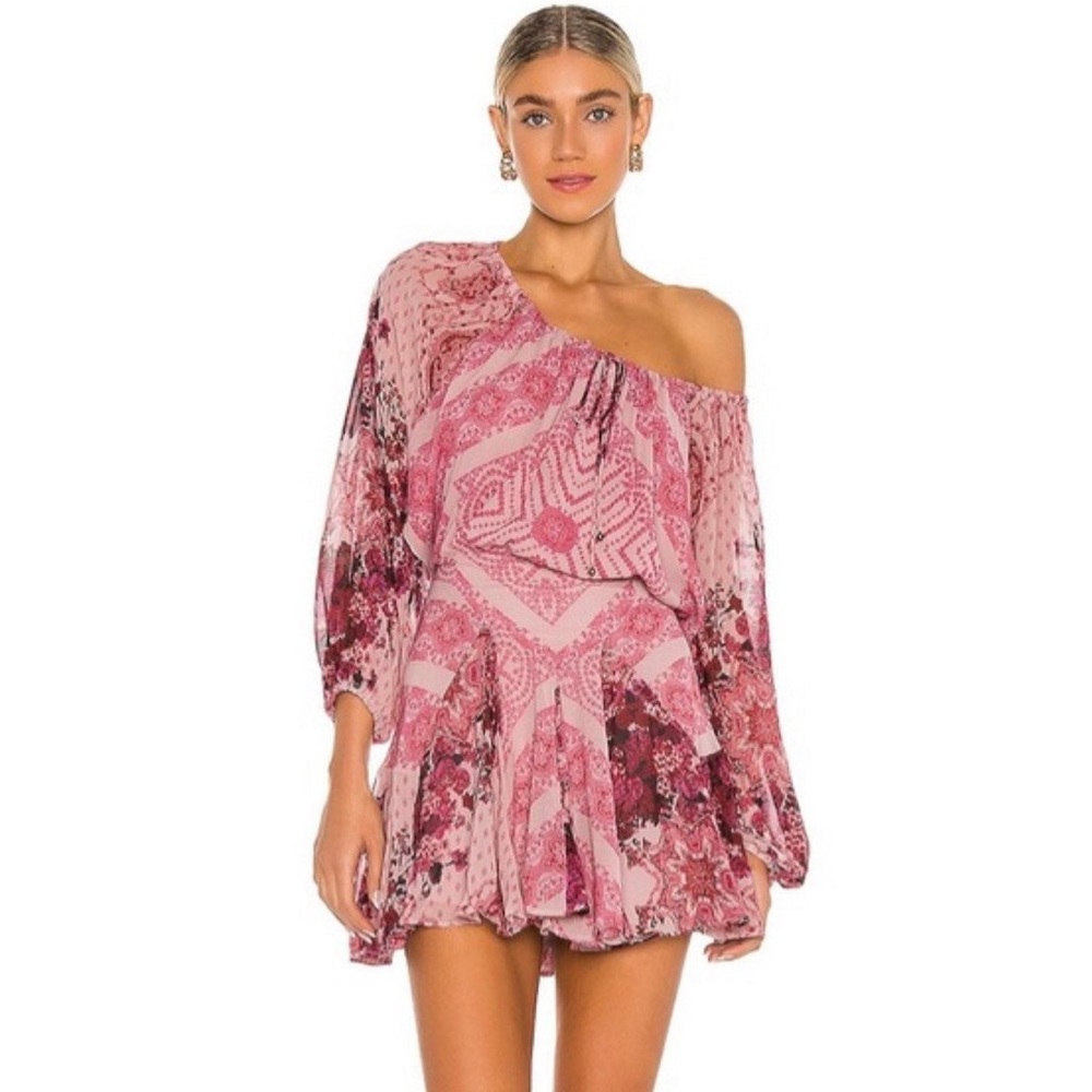 Free People Seven Wonders Mini Dress in “Dusty Rose Combo“ Size XS